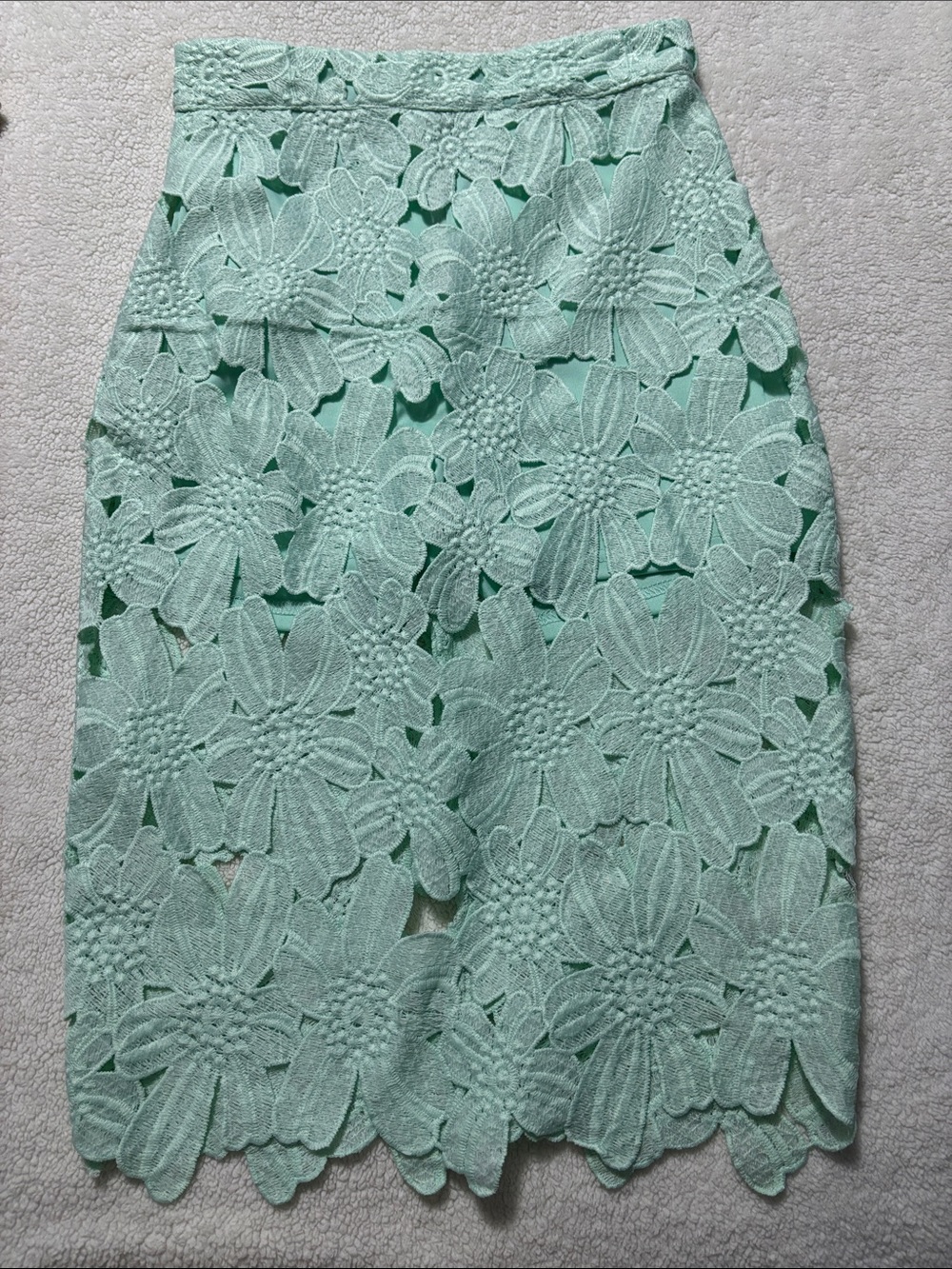 Mint Floral Lace Pencil Skirt - Women's